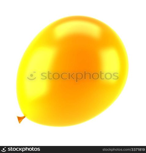 one orange party balloon isolated on white background
