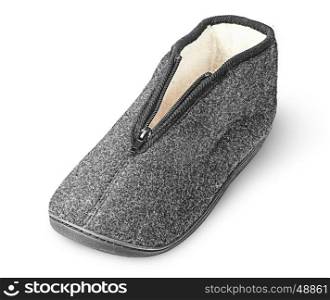 One piece the comfortable dark gray slipper isolated on white background