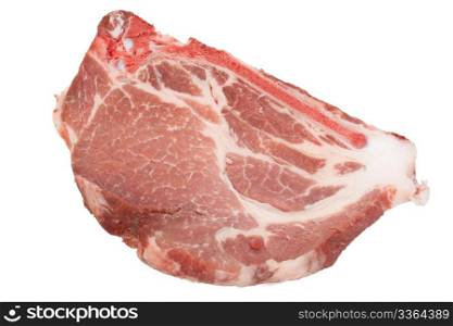 one pork chop isolated on white background