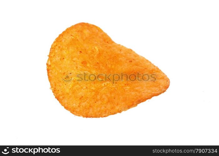 One potato paprika chips isolated on a white background