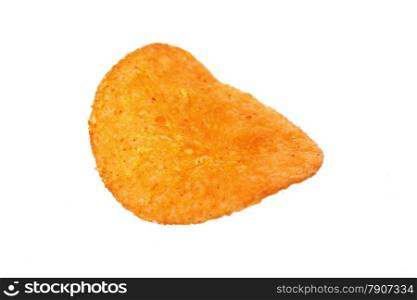 One potato paprika chips isolated on a white background