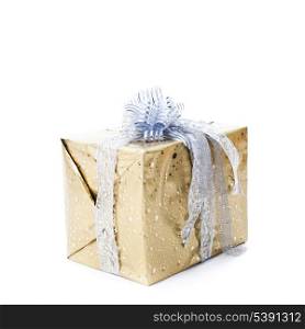 One present box with bow isolated on white