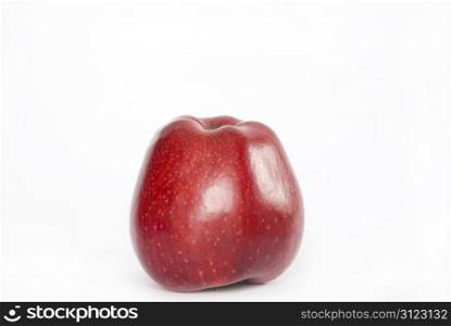 One red apple on white background