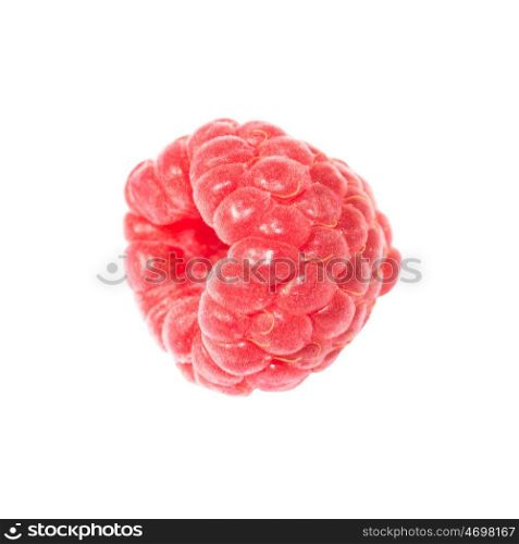 One red ripe raspberry isolated on white background