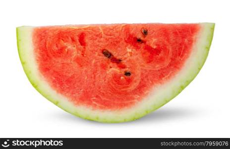 One red slice of ripe watermelon isolated on white background