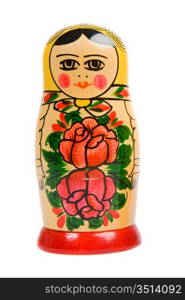 One russian doll on a over white background