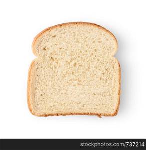 One slice of bread isolated on white background.