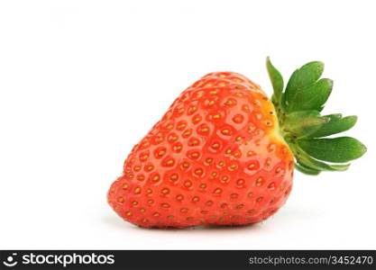 one strawberry on white background