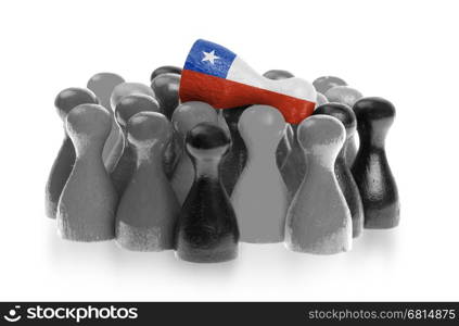 One unique pawn on top of common pawns, flag of Chile