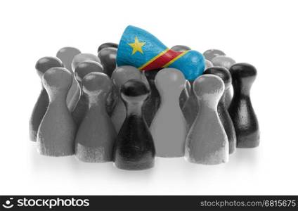 One unique pawn on top of common pawns, flag of Congo