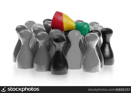 One unique pawn on top of common pawns, flag of Guinea