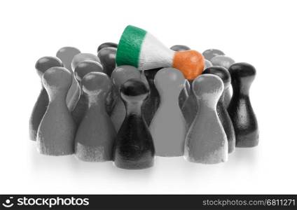 One unique pawn on top of common pawns, flag of Ireland