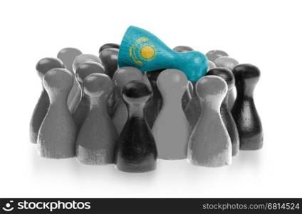 One unique pawn on top of common pawns, flag of Kazakhstan
