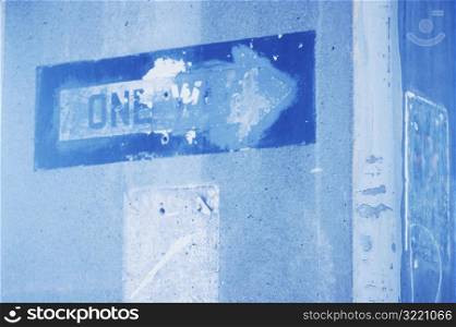 One way Sign Painted on Wall