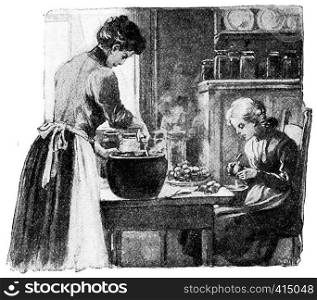One who can select, prepare, and combine foods successfully is an artist, vintage engraved illustration.