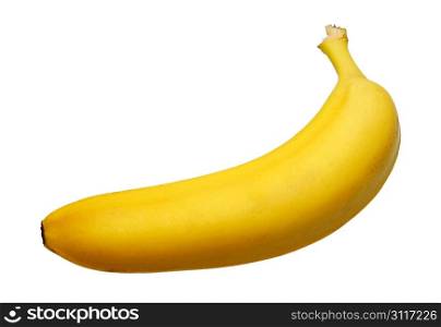 one yellow banana on a white background, isolated.