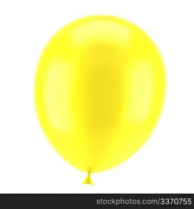 one yellow party balloon isolated on white background
