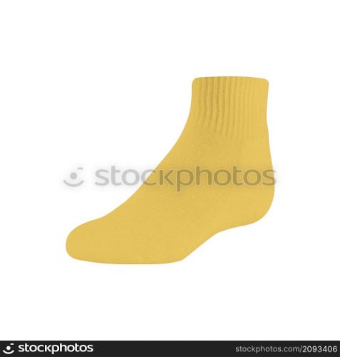 One yellow sock on pure white background