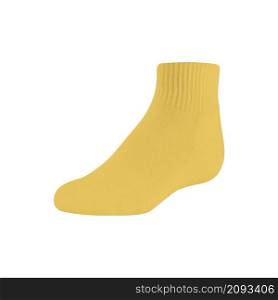One yellow sock on pure white background
