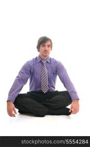 one yong business man relaxing yoga sit in lotus position