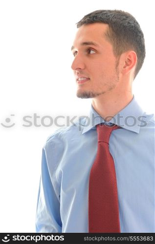 one young business man in suit with tie isolated on white