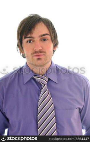 one young business man in suit with tie isolated on white