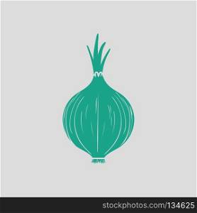 Onion icon. Gray background with green. Vector illustration.