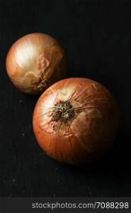 Onion on a black background