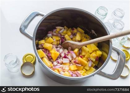 Onion pineapple chutney ingredients and preparation.. Onion pineapple chutney ingredients and preparation