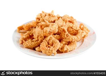 Onion rings deep-fried at beer dough on white Background