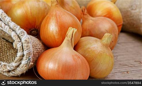 onions on a wooden board