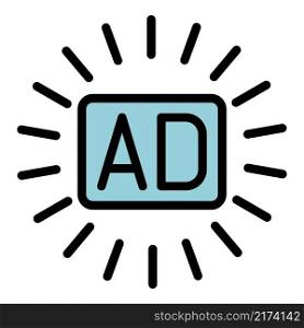 Online ad icon. Outline online ad vector icon color flat isolated. Online ad icon color outline vector