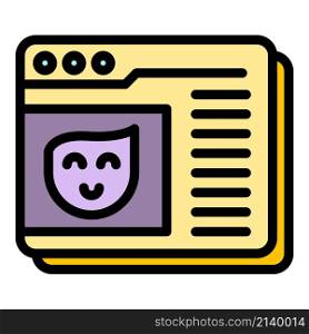 Online assistance icon. Outline online assistance vector icon color flat isolated. Online assistance icon color outline vector