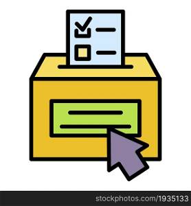 Online ballot box icon. Outline online ballot box vector icon color flat isolated. Online ballot box icon color outline vector