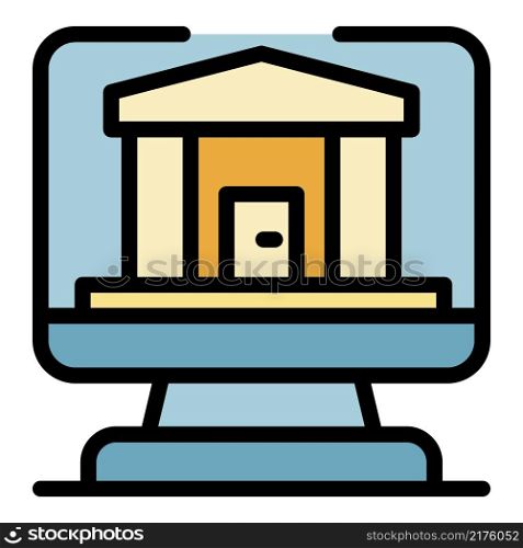 Online bank loan icon. Outline online bank loan vector icon color flat isolated. Online bank loan icon color outline vector