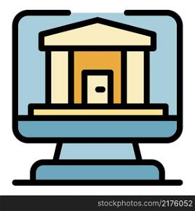Online bank loan icon. Outline online bank loan vector icon color flat isolated. Online bank loan icon color outline vector