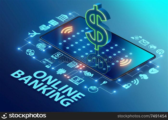 Online banking payment concept - 3d rendering. Online banking concept - 3d rendering