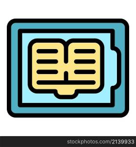 Online book icon. Outline online book vector icon color flat isolated. Online book icon color outline vector