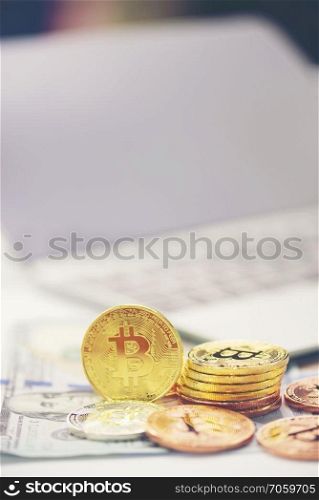 online business with bitcoin, online marketing concept