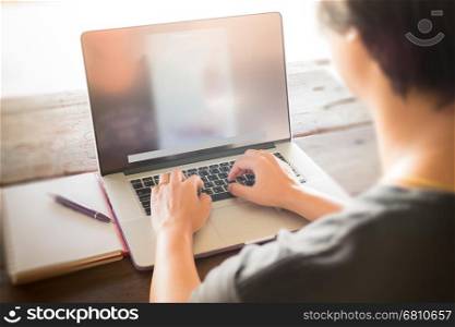 Online business woman working at home, stock photo