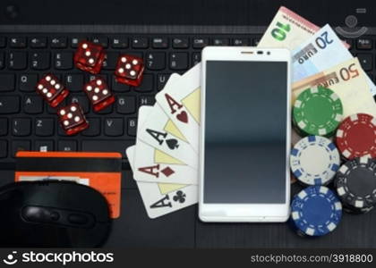 online casino games concept computer and smart phone