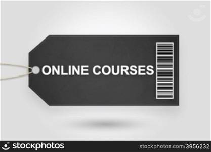 online courses price tag with barcode and grey radial gradient background
