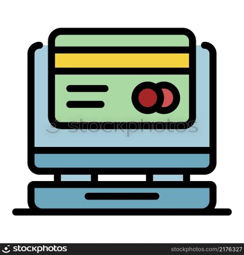 Online credit card icon. Outline online credit card vector icon color flat isolated. Online credit card icon color outline vector