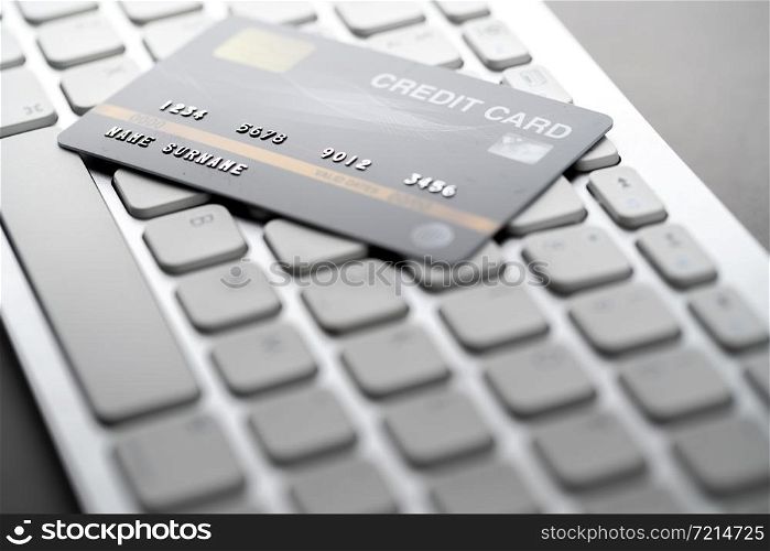 Online credit card payment concept with a keyboard