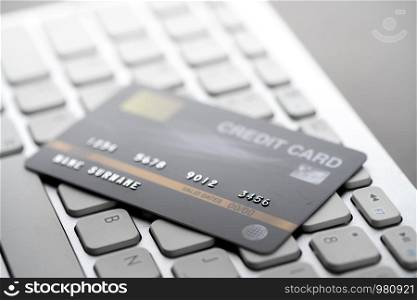 Online credit card payment concept with a keyboard