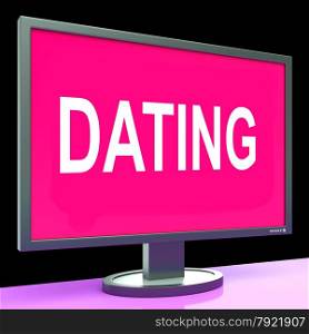 Online Dating Computer Showing Romance Date And Web Love