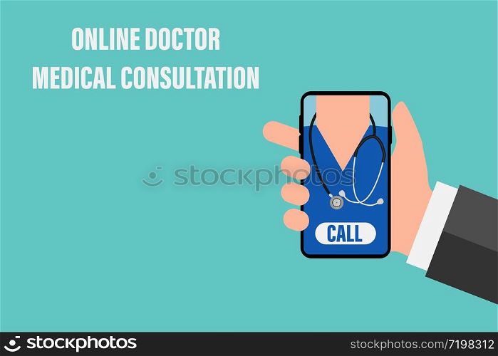 online doctor medical service mobile consultation vector illustration