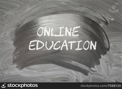 online education words on blackboard background. online education concept