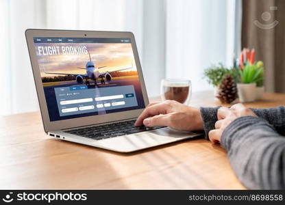 Online flight booking website provide modish reservation system . Travel technology concept .. Online flight booking website provide modish reservation system