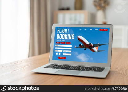 Online flight booking website provide modish reservation system . Travel technology concept .. Online flight booking website provide modish reservation system